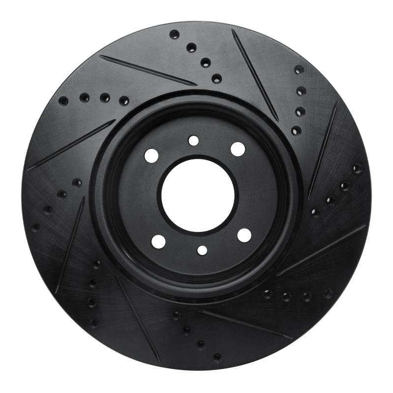 Nissan Sentra Brake Rotor (1) - Front Left - R1 Concepts - Drilled & Slotted - Black - `04-`06